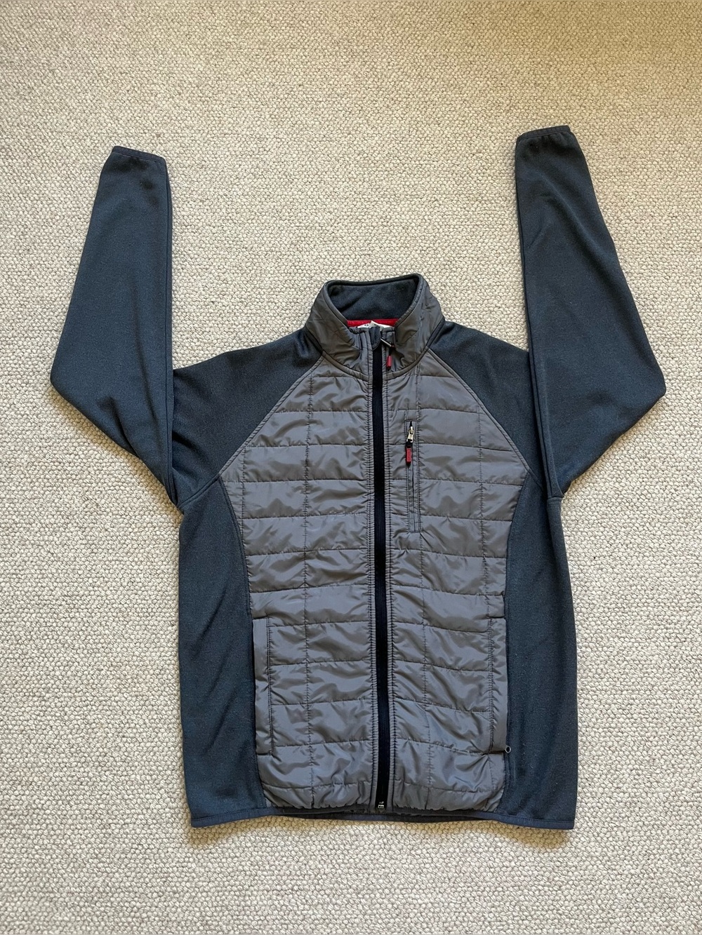 Orvis Men’s Medium Gray Hybrid Quilted Full Zip Jacket Lightweight Insulated